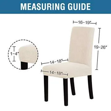 H.VERSAILTEX Stretch Dining Chair Covers Set of 4 Chair Covers for Dining Room Parsons Chair Slipcover Chair Protectors Covers Dining, Feature Textured Checked Jacquard Fabric, Natural