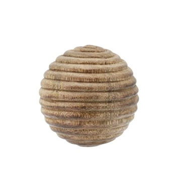 4" Decorative Wooden Orb - Natural Color Brown Creative Round Decor Statue - Abstract Creative Home ...