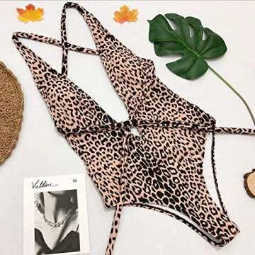 SFHFY Women's Leopard Print Monokini Swimsuit