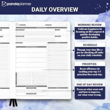 Panda Planner Pro 2025 Undated Daily Planner with Hourly Schedule 8.5"x11" - To Do List Notepad, Dai...