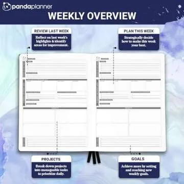 Panda Planner Pro 2025 Undated Daily Planner with Hourly Schedule 8.5"x11" - To Do List Notepad, Daily Journal, Goal Planner, Habit Tracker, Gratitude Journal - Home/Office Supplies - Purple