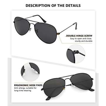 livho Sunglasses for Men Women Aviator Polarized Metal Mirror UV 400 Lens Protection (Gold Lilac & B...