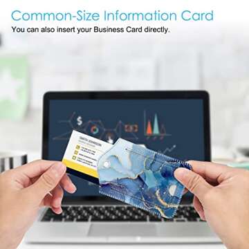 Fintie Luggage Tags, Privacy Cover ID Label with Stainless Steel Loop and Address Card for Travel Bag Suitcase - Ocean Marble (2 Piece)