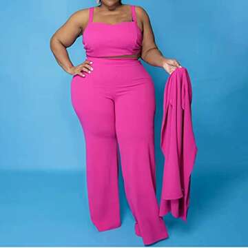 Women Plus Size 3 Piece Casual Outfit Blazer and Pants