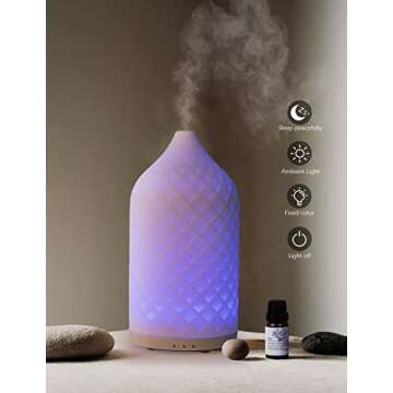 ZEIGGA LAB Essential Oil Diffuser for Home, Ceramic Aromatherapy Diffuser for Essential Oils, 120ml ...