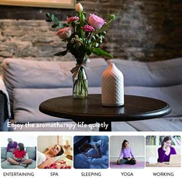 ZEIGGA LAB Essential Oil Diffuser for Home, Ceramic Aromatherapy Diffuser for Essential Oils, 120ml Oil Diffuser with Waterless Auto-Off and 7 LED Lights for Large Room Yoga Spa (White)