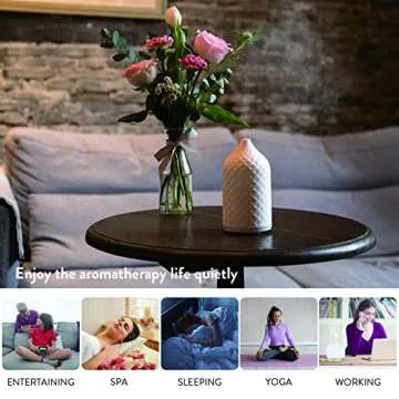 ZEIGGA LAB Essential Oil Diffuser for Home, Ceramic Aromatherapy Diffuser for Essential Oils, 120ml Oil Diffuser with Waterless Auto-Off and 7 LED Lights for Large Room Yoga Spa (White)