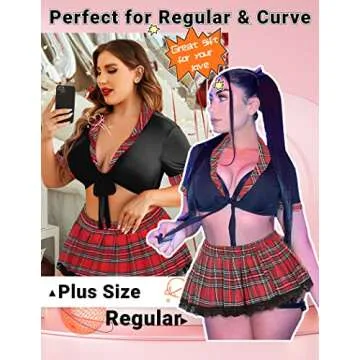 ADOME Sexy Lingerie Set with Tie Top and Mini Skirt