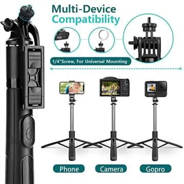 Selfie Stick Tripod with Remote - 62inch Extendable Tall Cell Phone Tripod Stand for Gopro Camera, Portable Tripod for iPhone and Android Phone Selfies, Vlogging, Video Recording, Live Streaming