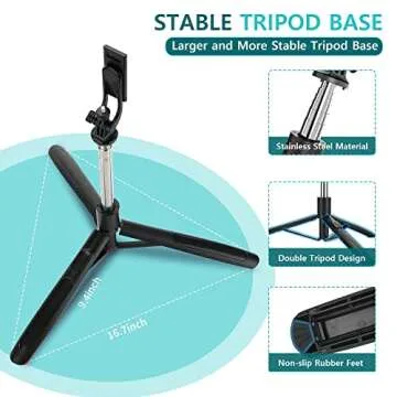 Selfie Stick Tripod with Remote - 62inch Extendable Tall Cell Phone Tripod Stand for Gopro Camera, Portable Tripod for iPhone and Android Phone Selfies, Vlogging, Video Recording, Live Streaming