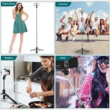 Selfie Stick Tripod with Remote - 62inch Extendable Tall Cell Phone Tripod Stand for Gopro Camera, Portable Tripod for iPhone and Android Phone Selfies, Vlogging, Video Recording, Live Streaming