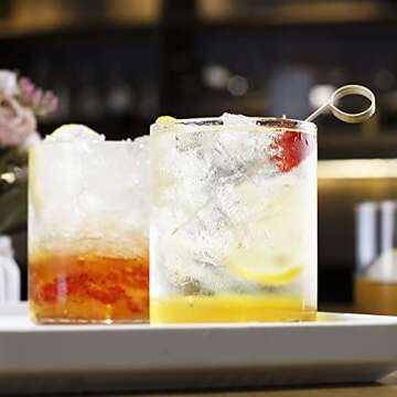 LUXU Drinking Glasses 15 oz Set of 2,Thin Highball Glasses 19 oz Set of 2,Elegant Bar Glassware For Water,Juice,Beer, Drinks,and Cocktails and Mixed Drinks,Lead-Free Juice Glass,Glass Drink Tumblers