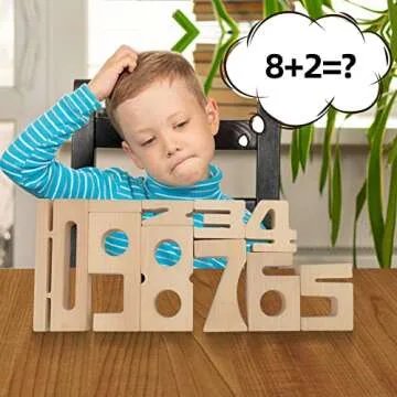 LEQUMOC Number Blocks - Montessori Large Wooden Blocks Numbers 1-10, Learning Toys Toddlers, Preschool Learning Activities Montessori Wood Blocks Kids Ages 2-8 Boys and Girls
