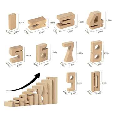 LEQUMOC Number Blocks - Montessori Large Wooden Blocks Numbers 1-10, Learning Toys Toddlers, Preschool Learning Activities Montessori Wood Blocks Kids Ages 2-8 Boys and Girls