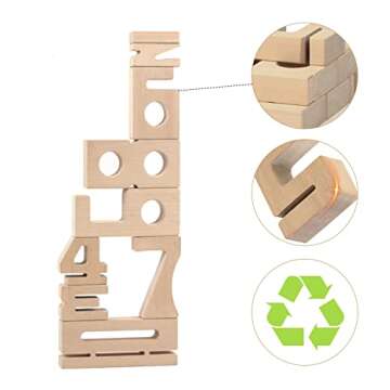 LEQUMOC Number Blocks - Montessori Large Wooden Blocks Numbers 1-10, Learning Toys Toddlers, Preschool Learning Activities Montessori Wood Blocks Kids Ages 2-8 Boys and Girls