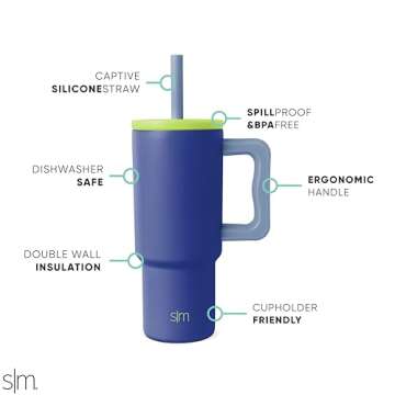 Simple Modern Kids 24 oz Tumbler with Handle and Silicone Straw Lid | Spill Proof and Leak Resistant | Reusable Stainless Steel Bottle | Gift for Kids Boys Girls | Trek Collection | Asteroid