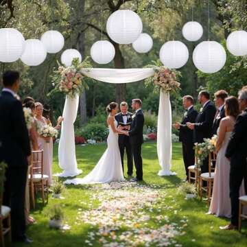 LIHAO 12 Inch White Round Paper Lanterns (10 Pack)