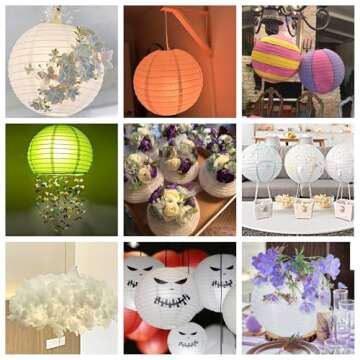 LIHAO 12 Inch White Round Paper Lanterns (10 Pack)