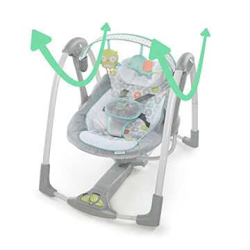 Ingenuity Swing 'n Go 5-Speed Baby Swing - Foldable, Portable, 2 Plush Toys & Sounds, 0-9 Months 6-20 lbs (Hugs & Hoots)