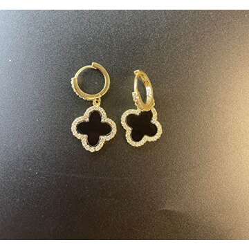 XUDEJUN 18K Gold Plated Gem Hoop Earrings for Women