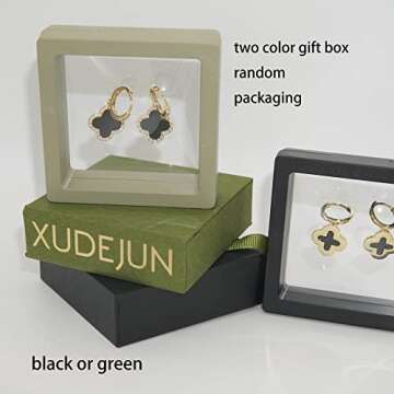 XUDEJUN 18K Gold Plated Gem Hoop Earrings for Women