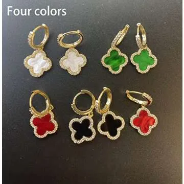 XUDEJUN 18K Gold Plated Gem Hoop Earrings for Women