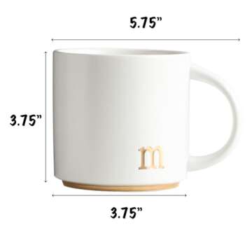 COLLECTIVE HOME - Monogram Ceramic Mugs, 15 oz Golden Initial Coffee Cups, Elegant Alphabet Tea Mugs...