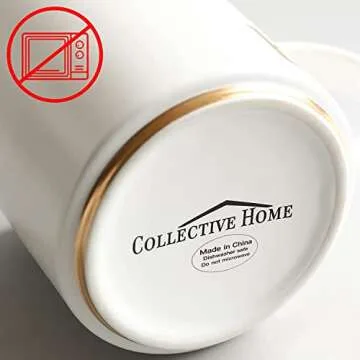 COLLECTIVE HOME - Monogram Ceramic Mugs, 15 oz Golden Initial Coffee Cups, Elegant Alphabet Tea Mugs, Elegant Personalized Mug with Gift Box, Luxurious Cups for Office and Home (m)