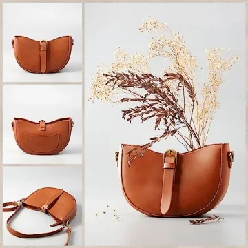 Vegan Leather Vintage Shoulder Bag For Women (Brown)