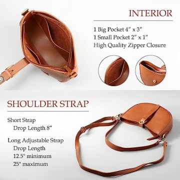 Vegan Leather Vintage Shoulder Bag For Women (Brown)