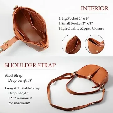 Vegan Leather Vintage Shoulder Bag For Women (Brown)