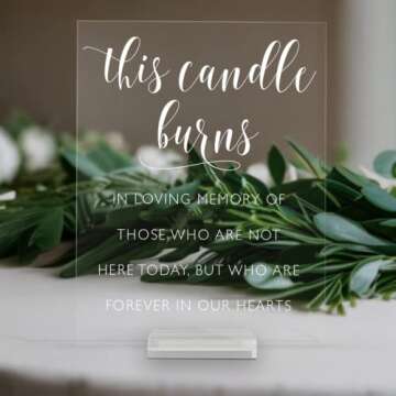 Memory Table Sign - Lucite In Loving Memory Acrylic Wedding Sign - Handmade, Durable & Timeless Décor Piece - Perfect for Special Event & Destination Weddings | (5x7, Clear Acrylic Stand)