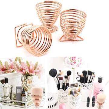 Sponge Blender Holder for Makeup Sponge Drying, 3 Pcs Rose Gold.