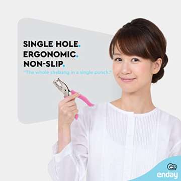 Single Hole Punch Metal Pink, 1/4” Hole Puncher with Soft Grip Handles for Paper and Crafts Round Circle Shape, for Kids and Adults, Also Available in Green, Purple, Red, Blue, Grey, 6 Pc – by Enday