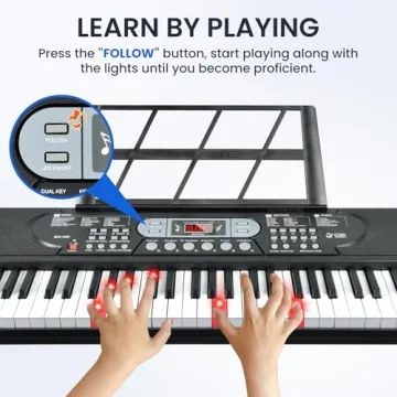 61-Key Lighted Keyboard for Beginners to Learn Music
