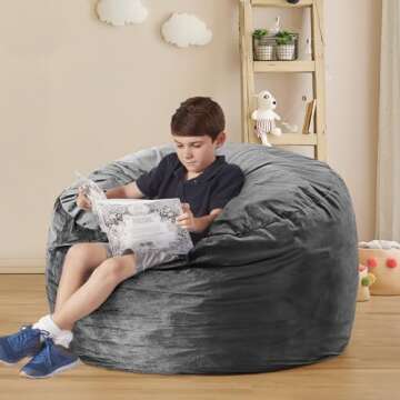 ILPEOD 3 Feet Bean Bag Chair - BeanBag Chairs for Adults, Living Room Furniture Sofa with Soft Micro...