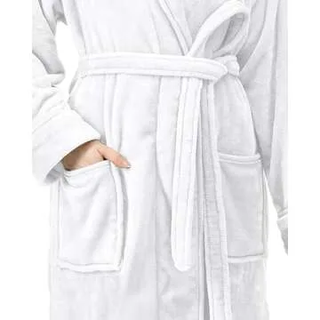 NY Threads Womens Plush Fleece Bathrobe X-Large White