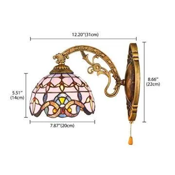 KWOKING Tiffany Style Vintage Wall Sconce with Pull Chain Switch - Elegant Lighting Fixture for Any ...