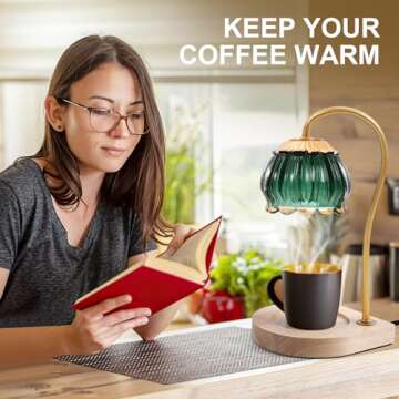 CABRHEART Candle Warmer Lamp with Timer, Dimmable Electric Candle Warmer Melter, Small & Large Jar Fragrance Candle Holders for Home Decoration Gift for Women, Golden-Green