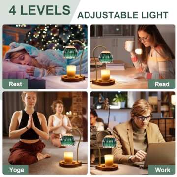 CABRHEART Candle Warmer Lamp with Timer, Dimmable Electric Candle Warmer Melter, Small & Large Jar Fragrance Candle Holders for Home Decoration Gift for Women, Golden-Green