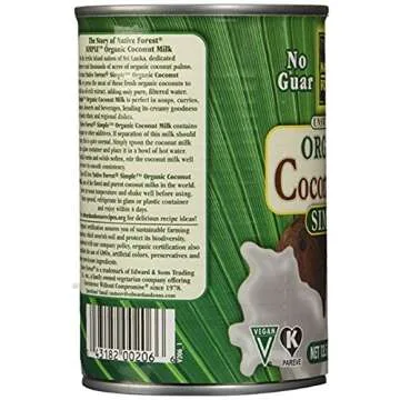 Native Forest Organic Coconut Milk Unsweetened - Coconut Milk Canned, Unsweetened Coconut Milk Organic, Simple - 13.5 Fl Oz (Pack of 6)