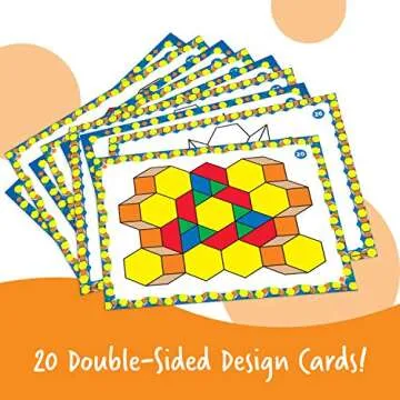 Learning Resources Pattern Block Activity Set with 20 Double-Sided Cards for Creative Geometry Skill...