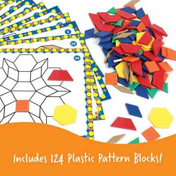 Learning Resources Pattern Block Activity Set, 20 Double-Sided Cards, Ages 4+