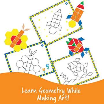 Learning Resources Pattern Block Activity Set, 20 Double-Sided Cards, Ages 4+