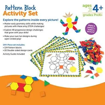 Learning Resources Pattern Block Set with 20 Double-Sided Cards