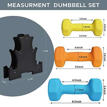 Balelinko 3LB, 5LB & 8LB Hand Weights Neoprene Coated Hex Dumbbell Set with Rack Stand, Exercise & Fitness Dumbbell for Home Gym Equipment Workouts Strength Training