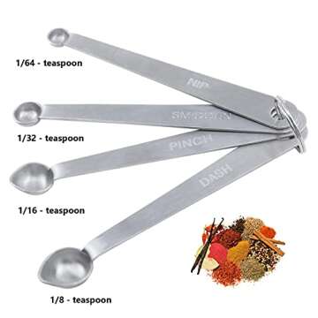 Antrader 201 Stainless Steel 4-Piece Mini Measuring Spoon Set- Dash Pinch Smidgen Nip Kitchen Tools ...