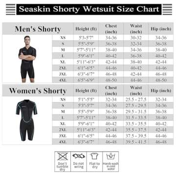 Seaskin Mens 3mm Shorty Wetsuit, Full Body Diving Suit Front Zip Wetsuit for Diving Snorkeling Surfi...