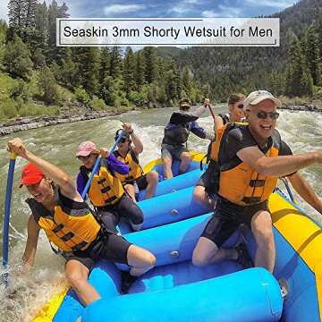 Seaskin Mens 3mm Shorty Wetsuit, Full Body Diving Suit Front Zip Wetsuit for Diving Snorkeling Surfing Swimming