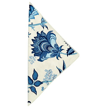 Decorative Things Cloth Napkins Set of 12 Cotton Table Linen Napkins Dinner 18" Backyard Beach Wedding Table Décor Pool Party Blue, Off White USA Made